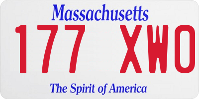 MA license plate 177XW0