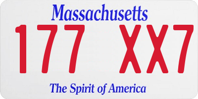 MA license plate 177XX7