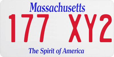 MA license plate 177XY2