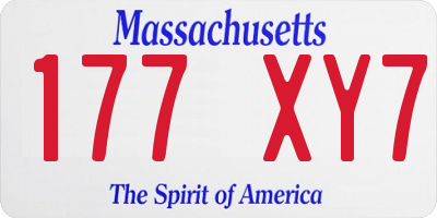MA license plate 177XY7