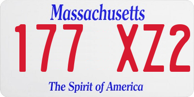 MA license plate 177XZ2