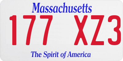 MA license plate 177XZ3