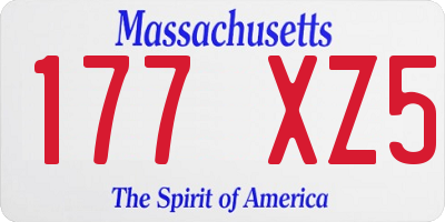 MA license plate 177XZ5