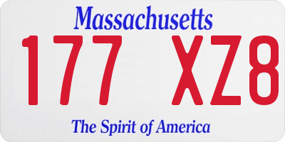 MA license plate 177XZ8