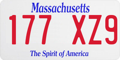 MA license plate 177XZ9