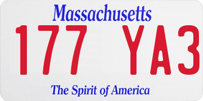 MA license plate 177YA3