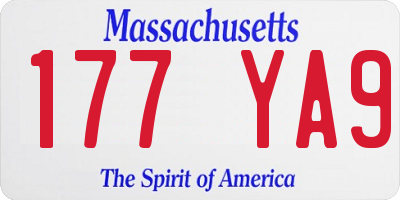 MA license plate 177YA9