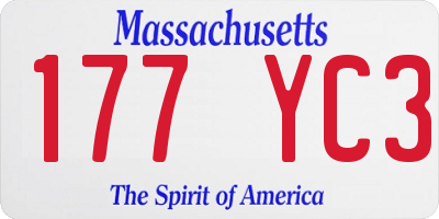 MA license plate 177YC3