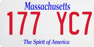 MA license plate 177YC7
