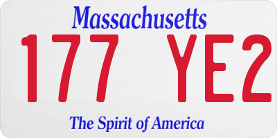 MA license plate 177YE2