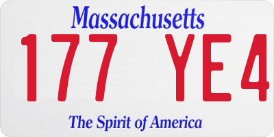 MA license plate 177YE4