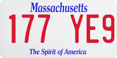 MA license plate 177YE9