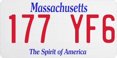 MA license plate 177YF6