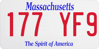 MA license plate 177YF9