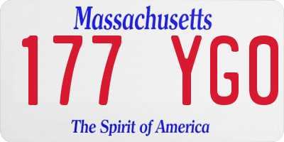 MA license plate 177YG0