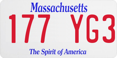 MA license plate 177YG3