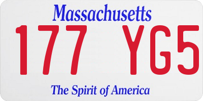MA license plate 177YG5