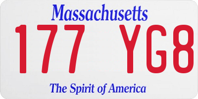 MA license plate 177YG8