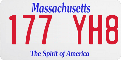 MA license plate 177YH8