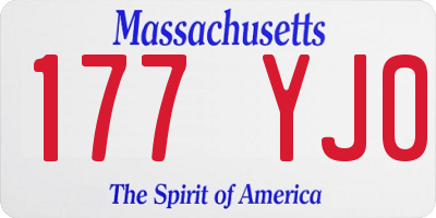 MA license plate 177YJ0