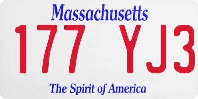 MA license plate 177YJ3