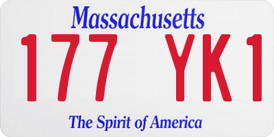 MA license plate 177YK1