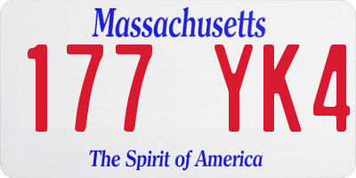 MA license plate 177YK4