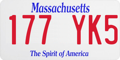 MA license plate 177YK5