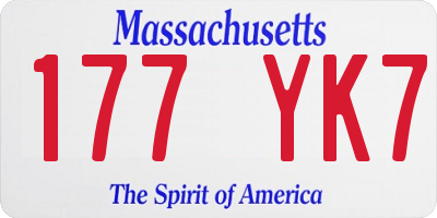 MA license plate 177YK7