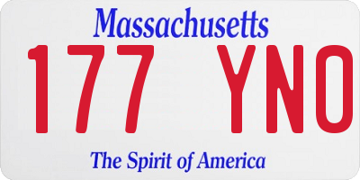 MA license plate 177YN0