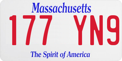 MA license plate 177YN9