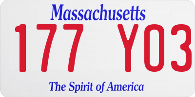MA license plate 177YO3