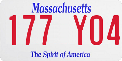 MA license plate 177YO4