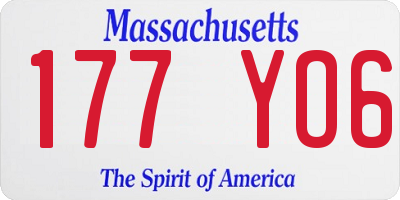 MA license plate 177YO6