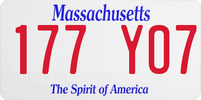 MA license plate 177YO7