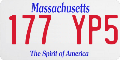 MA license plate 177YP5