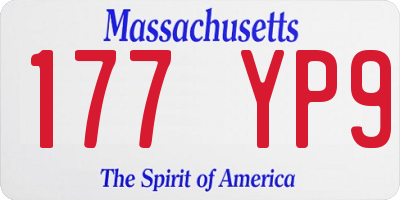 MA license plate 177YP9