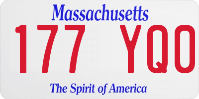 MA license plate 177YQ0