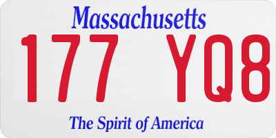 MA license plate 177YQ8