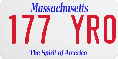 MA license plate 177YR0