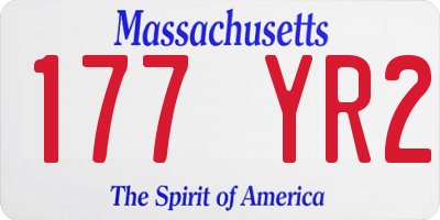MA license plate 177YR2