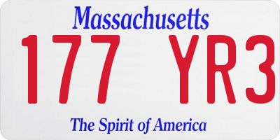 MA license plate 177YR3