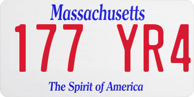 MA license plate 177YR4