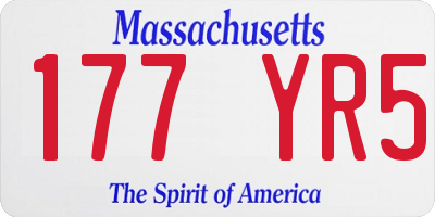 MA license plate 177YR5