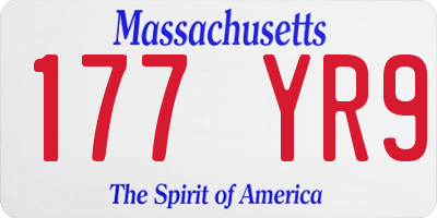 MA license plate 177YR9