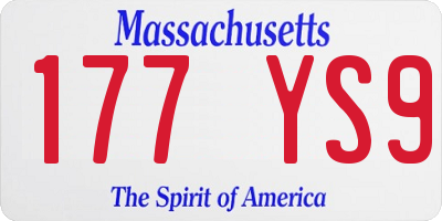 MA license plate 177YS9