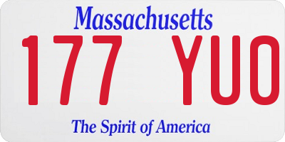 MA license plate 177YU0