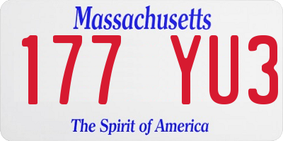 MA license plate 177YU3