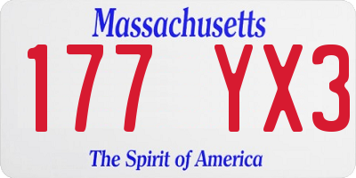 MA license plate 177YX3