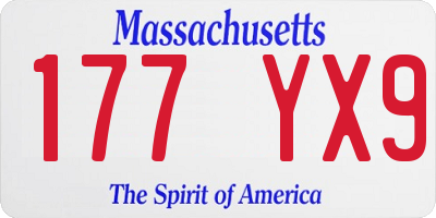 MA license plate 177YX9